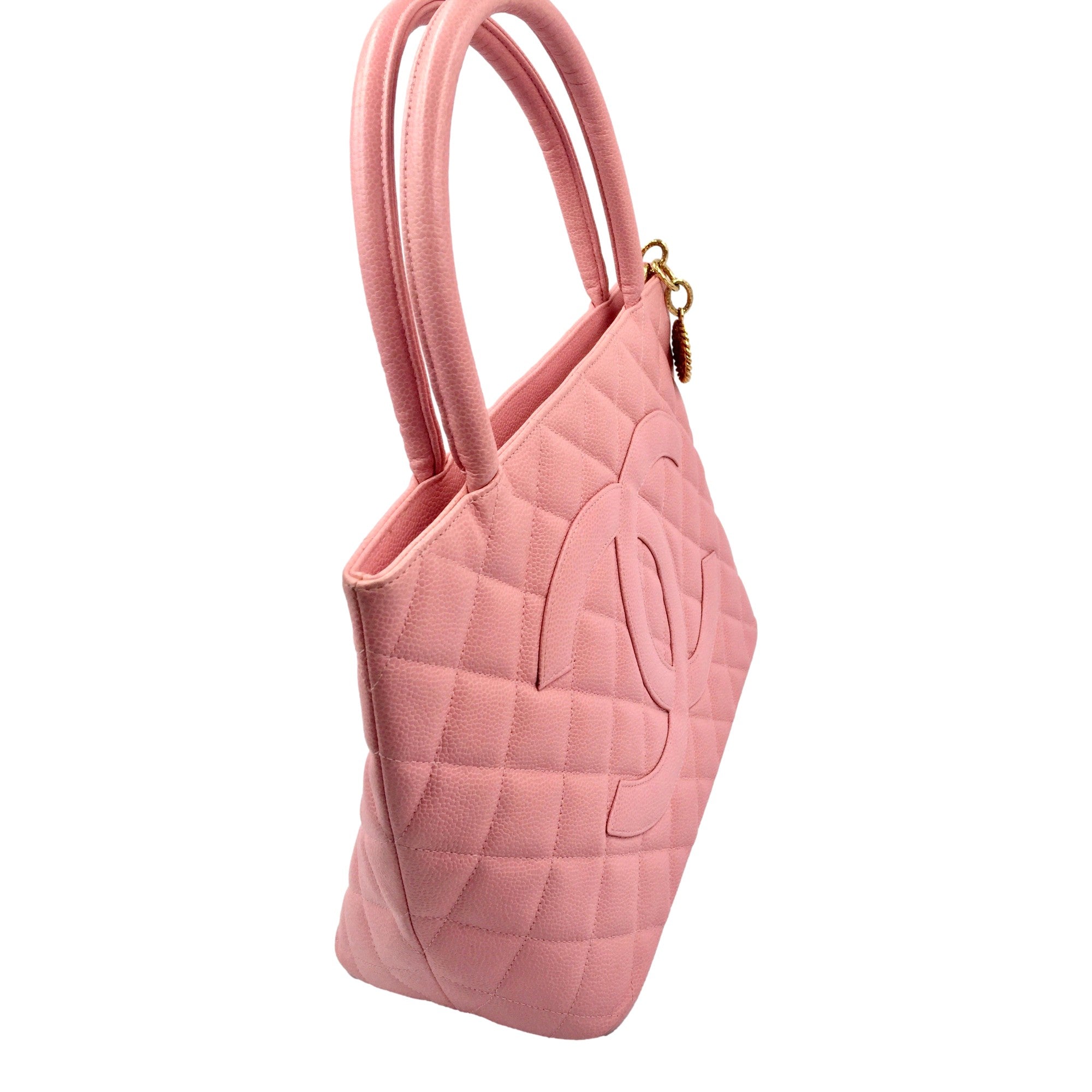Chanel Caviar Quilted Leather Medallion Tote Pink available at Queen Bee of Beverly Hills