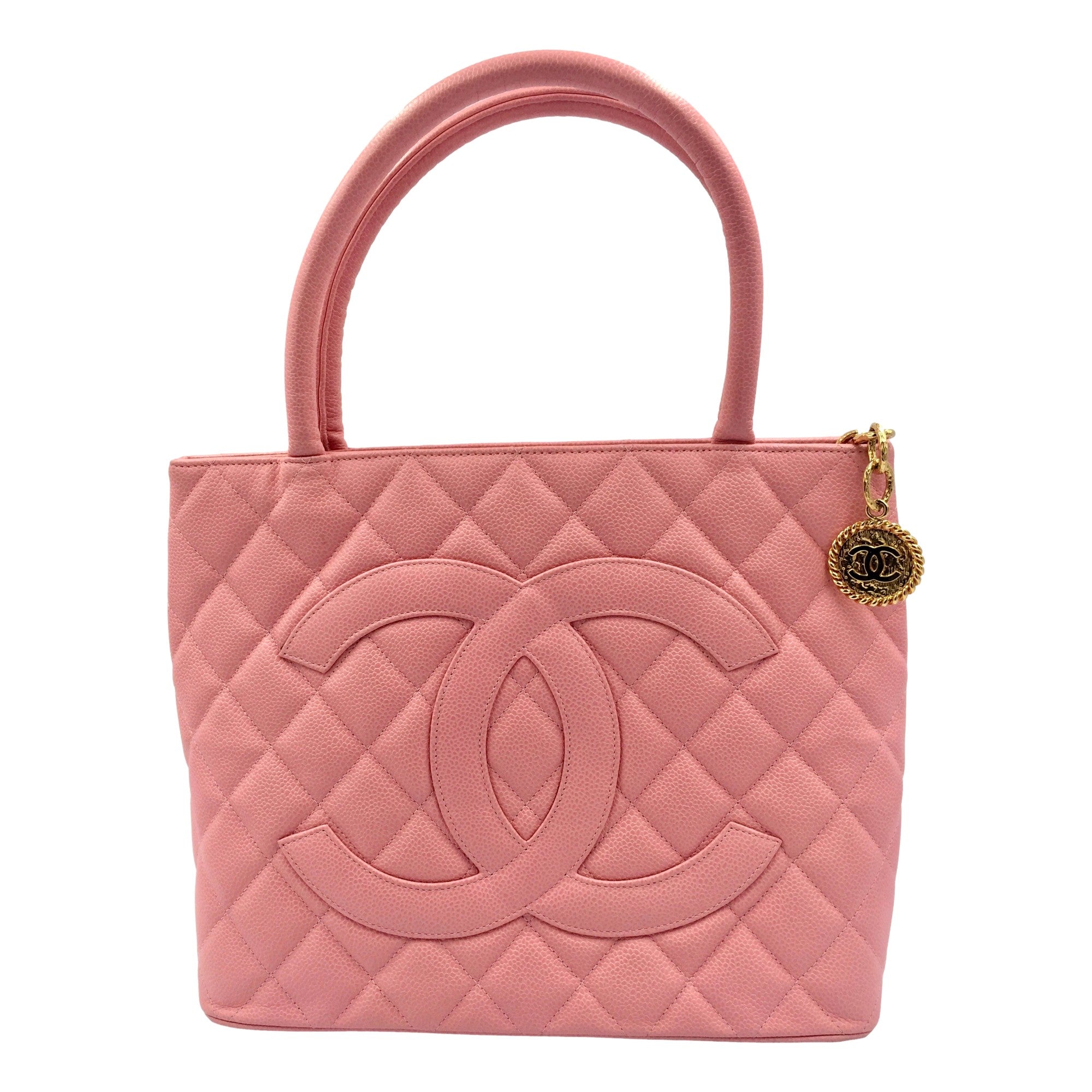 Chanel Caviar Quilted Leather Medallion Tote Pink available at Queen Bee of Beverly Hills