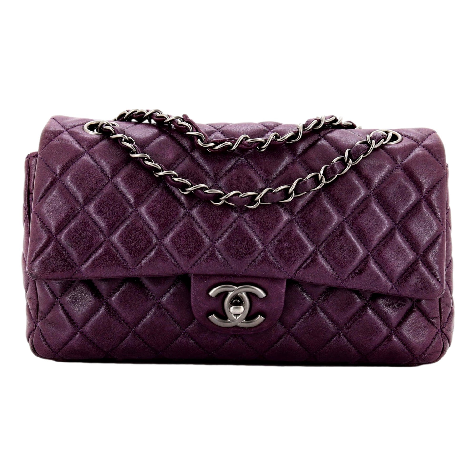 Chanel Classic Flap Purple Soft Lambskin Chain Shoulder Bag