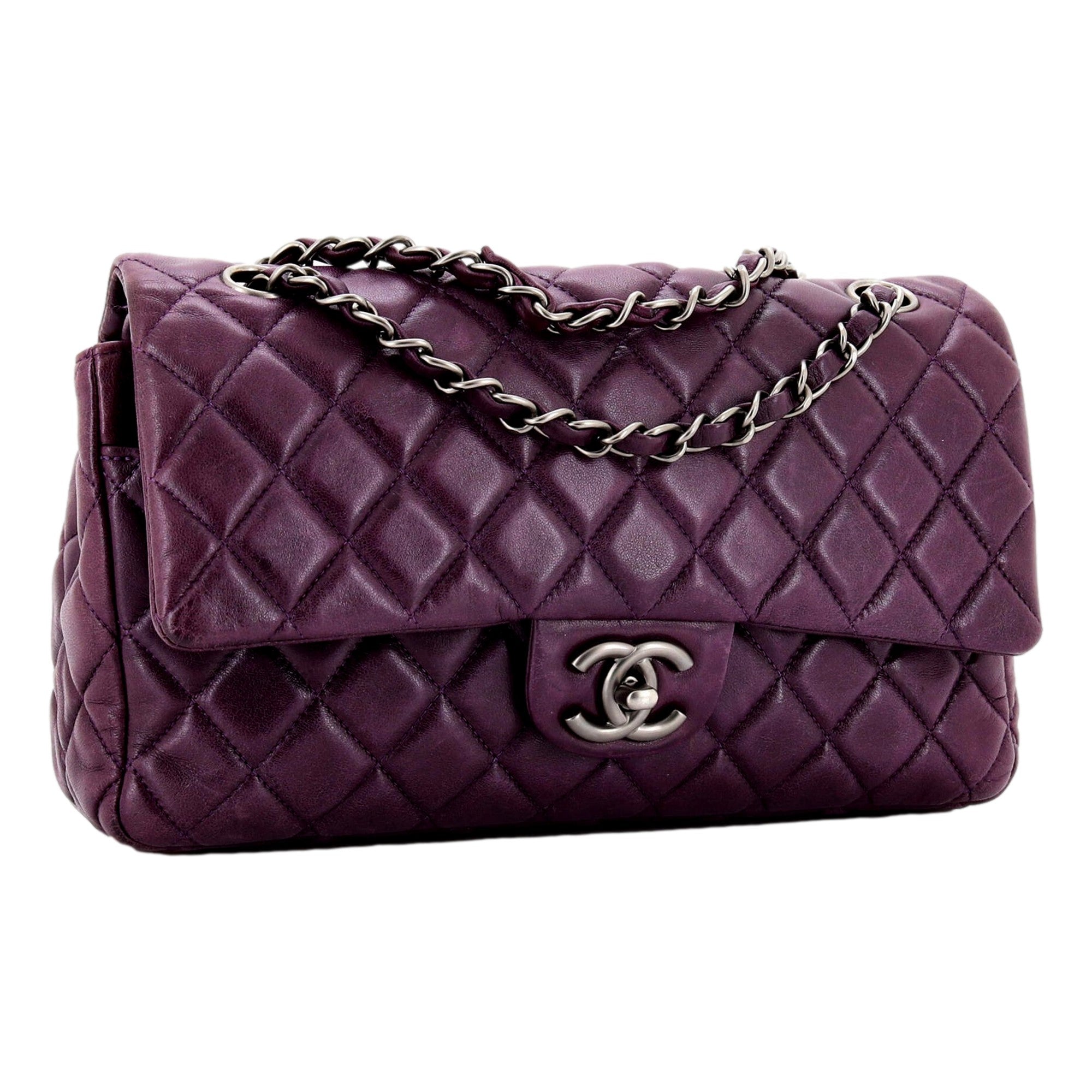 Chanel Classic Flap Purple Soft Lambskin Chain Shoulder Bag