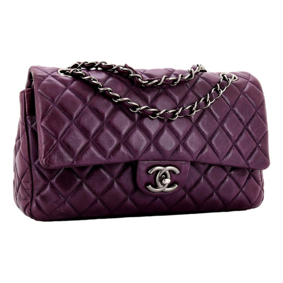 Chanel Classic Flap Purple Soft Lambskin Chain Shoulder Bag