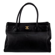 Chanel Executive Cerf Tote Black Leather Medium available at Queen Bee of Beverly Hills