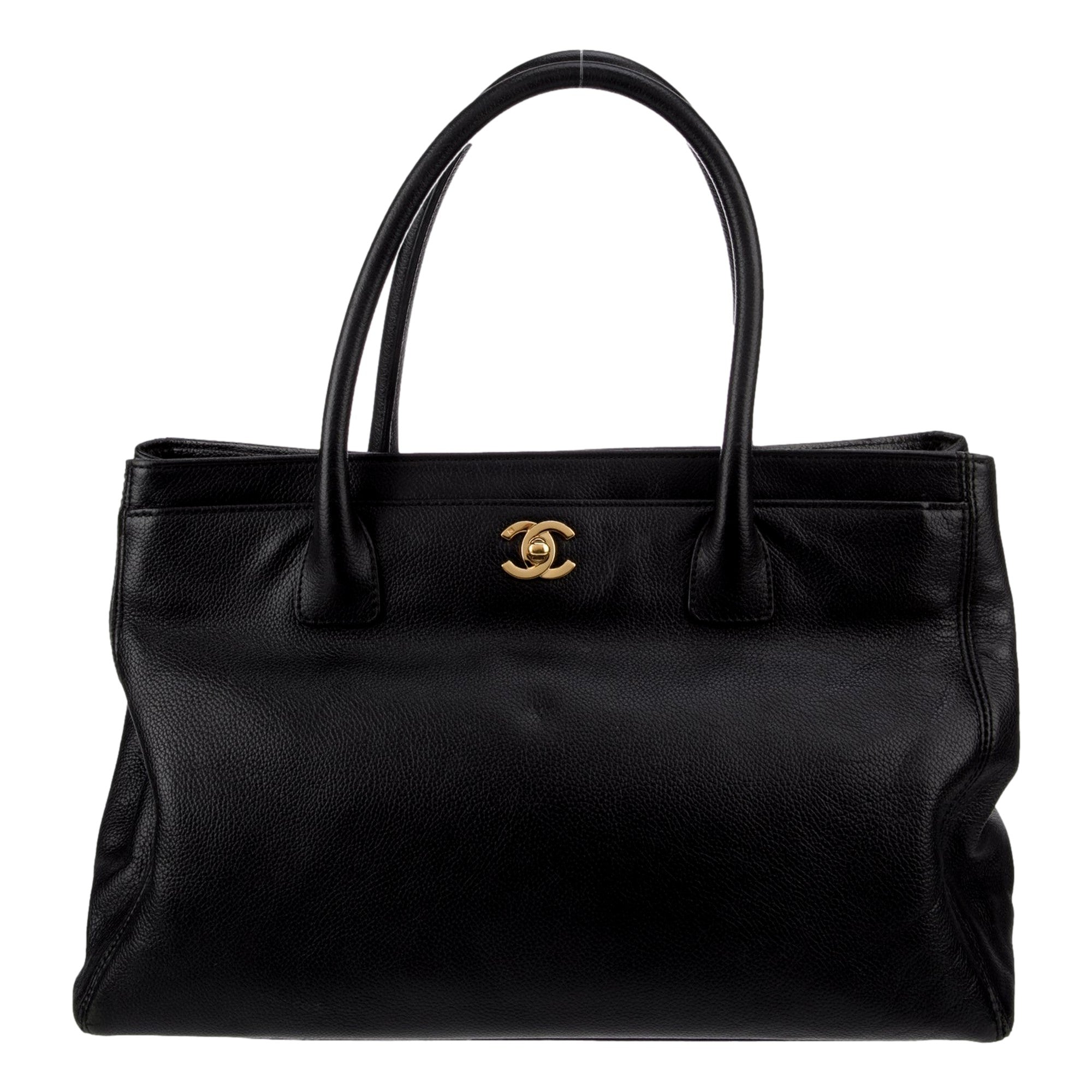 Chanel Executive Cerf Tote Black Leather Medium available at Queen Bee of Beverly Hills