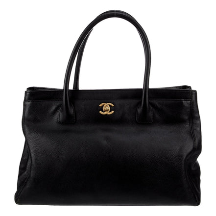 Chanel Executive Cerf Tote Black Leather Medium available at Queen Bee of Beverly Hills