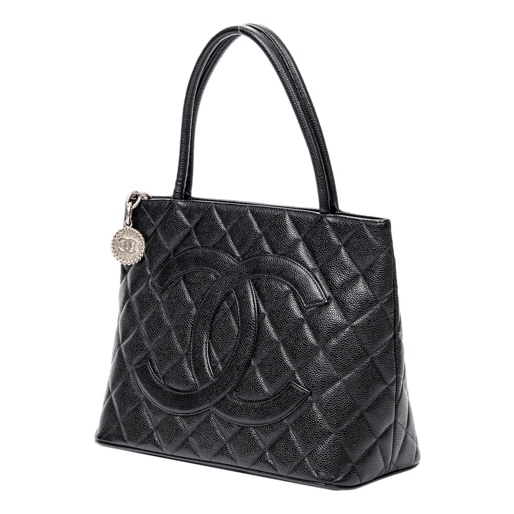 Chanel Medallion Black Caviar Quilted Leather Tote Bag at_Queen_Bee_of_Beverly_Hills