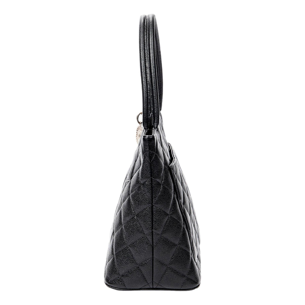 Chanel Medallion Black Caviar Quilted Leather Tote Bag at_Queen_Bee_of_Beverly_Hills