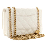 Chanel Pillow Crush Lambskin Quilted Wallet On Chain White Crossbody Bag available at Queen Bee of Beverly Hills