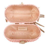Chanel Pink Oval Wicker Heart CC Charm Closure 2-Way Handle Crossbody Bag available at Queen Bee of Beverly Hills