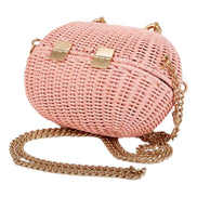 Chanel Pink Oval Wicker Heart CC Charm Closure 2-Way Handle Crossbody Bag available at Queen Bee of Beverly Hills