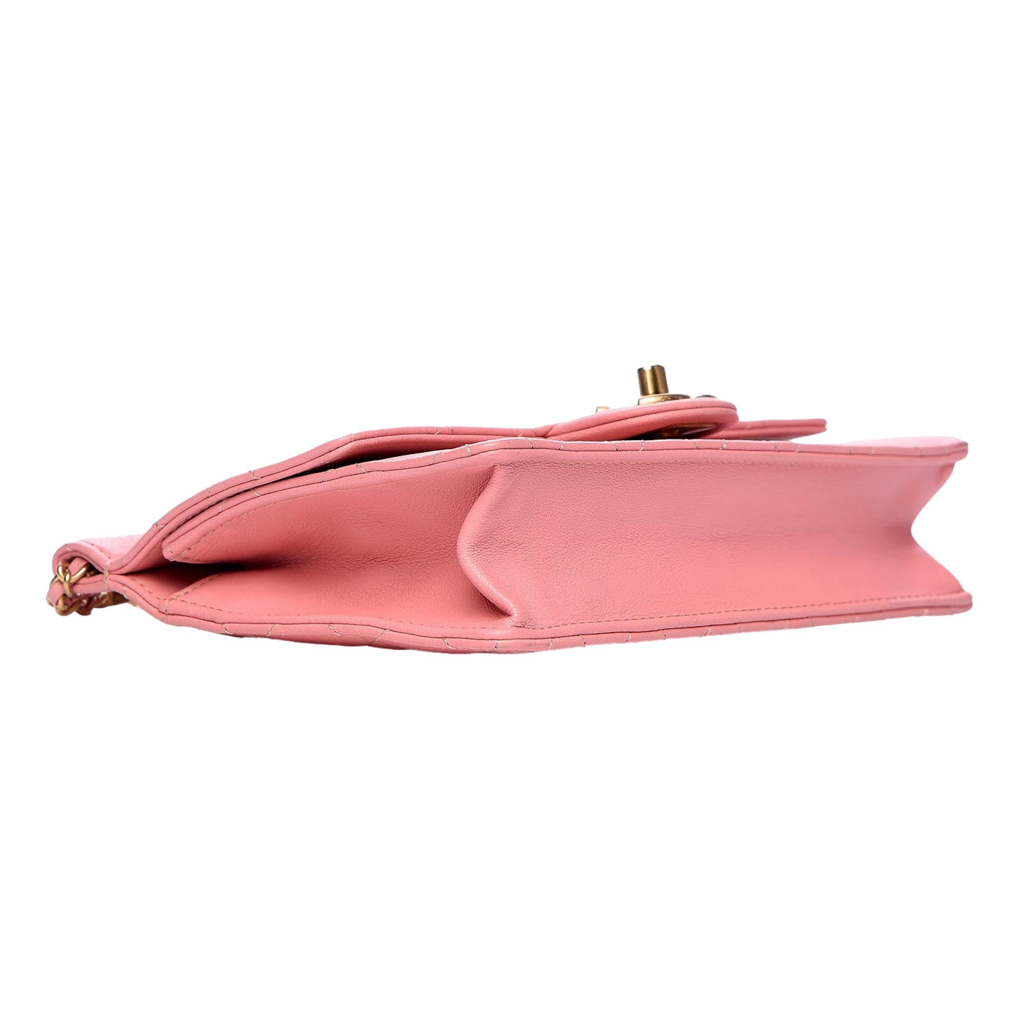 Chanel Pink Crossbody Pearl Strap sold at Queen Bee of Beverly Hills