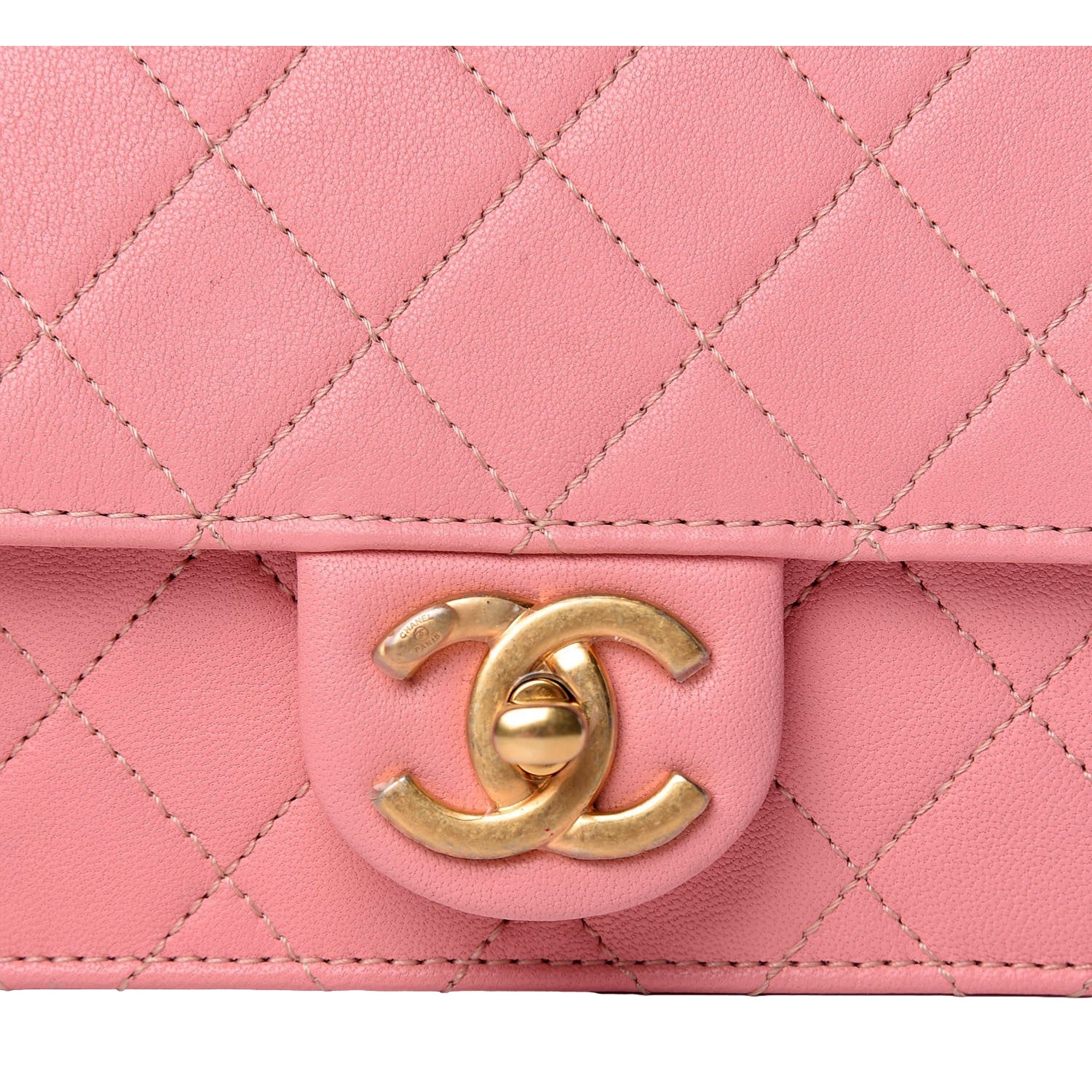 Chanel Pink Crossbody Pearl Strap sold at Queen Bee of Beverly Hills