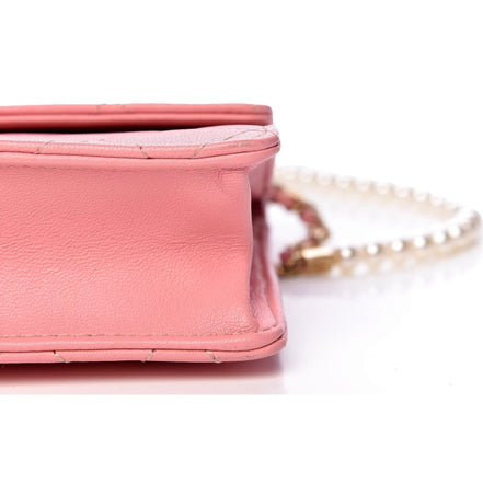 Chanel Pink Crossbody Pearl Strap sold at Queen Bee of Beverly Hills