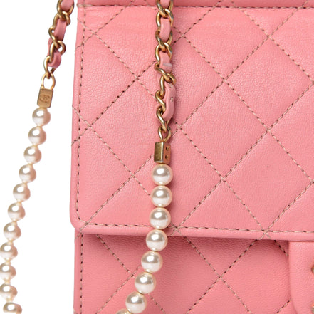 Chanel Pink Crossbody Pearl Strap sold at Queen Bee of Beverly Hills