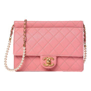 Chanel Pink Crossbody Pearl Strap sold at Queen Bee of Beverly Hills