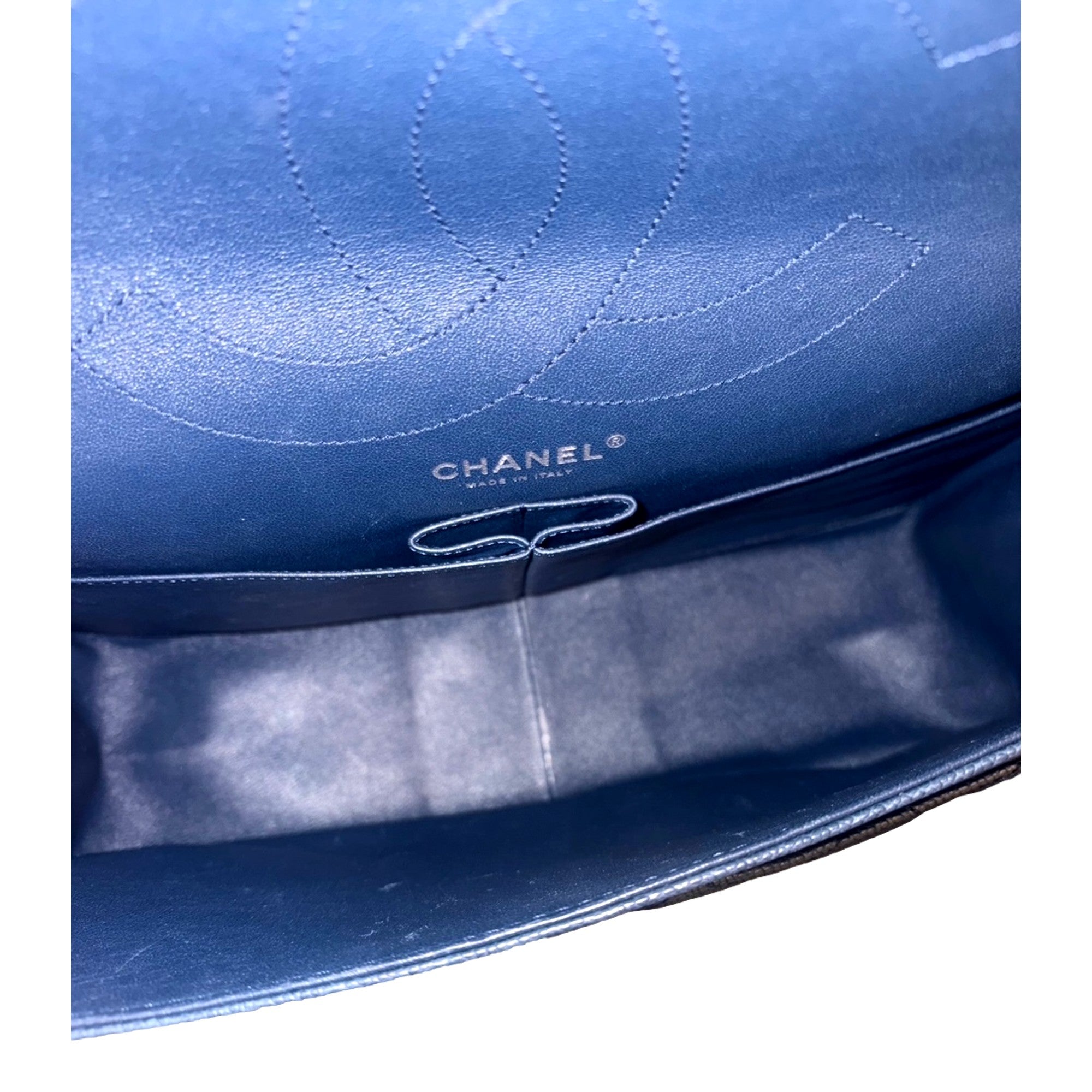 Chanel Reissue 2.55 Flap Bag Quilted Caviar 226 Navy available at Queen Bee of Beverly Hills