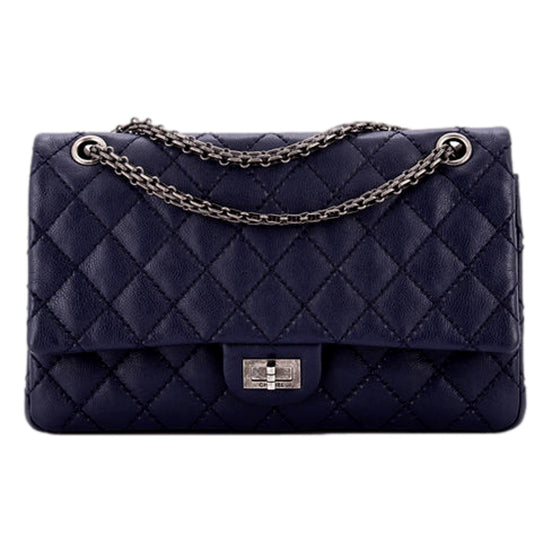 Chanel Reissue 2.55 Flap Bag Quilted Caviar 226 Navy available at Queen Bee of Beverly Hills