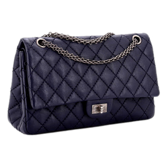 Chanel Reissue 2.55 Flap Bag Quilted Caviar 226 Navy available at Queen Bee of Beverly Hills