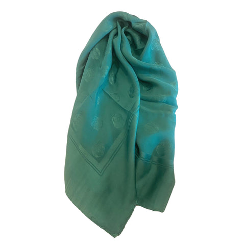 Chanel Rose Woven Green Silk Large Scarf Shawl at_Queen_Bee_of_Beverly_Hills
