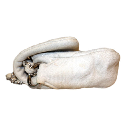 Chanel Shimmer Craie White Jersey Classic Flap Bag available at Queen Bee of Beverly Hills