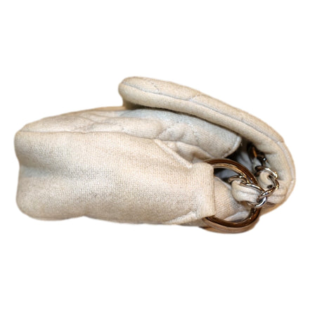 Chanel Shimmer Craie White Jersey Classic Flap Bag available at Queen Bee of Beverly Hills