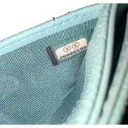 Chanel Timeless Caviar Leather Quilted Card Holder Teal Blue available at Queen Bee of Beverly Hills