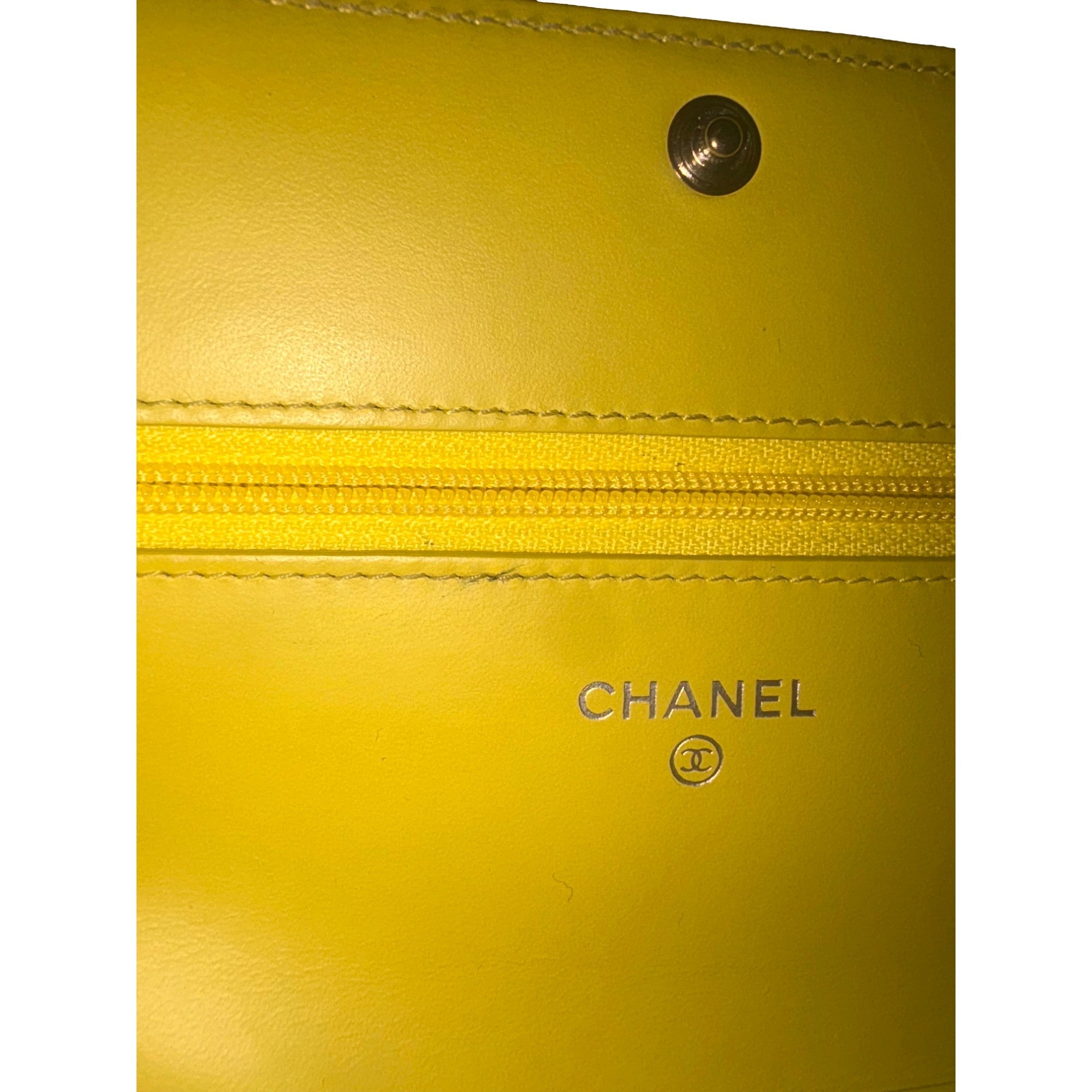 Chanel Timeless Wallet on Chain Caviar Leather Neon Yellow available at Queen Bee of Beverly Hills