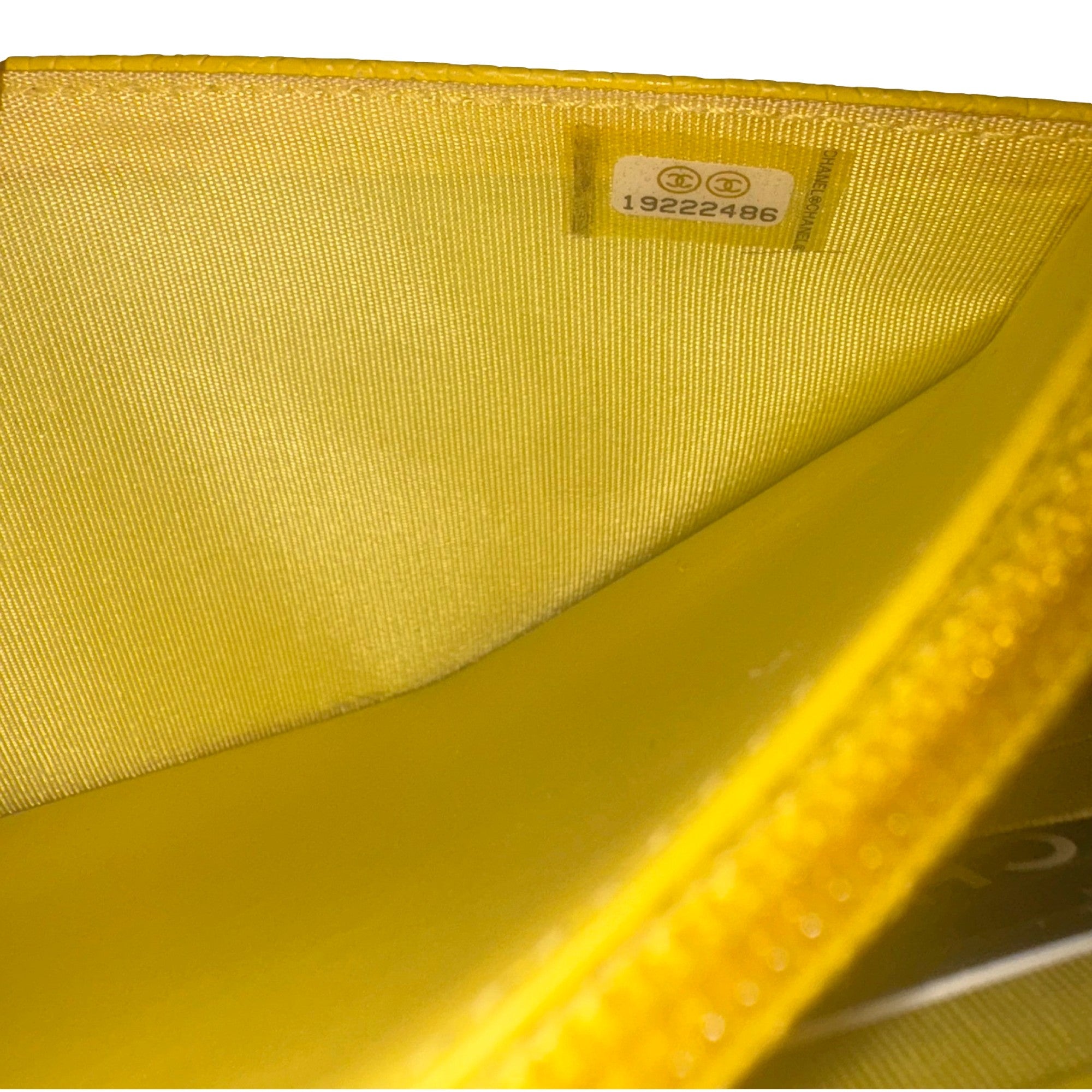 Chanel Timeless Wallet on Chain Caviar Leather Neon Yellow available at Queen Bee of Beverly Hills