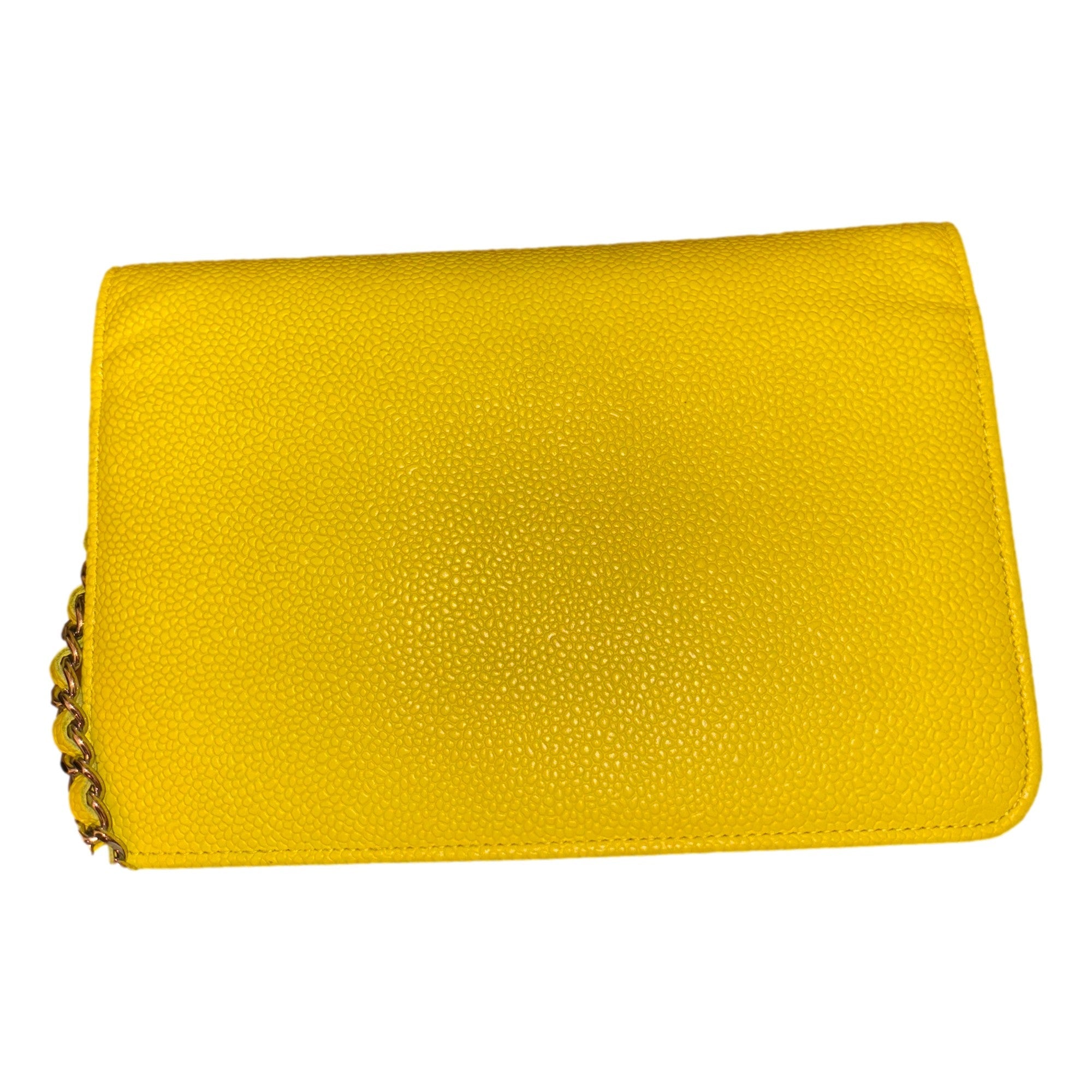 Chanel Timeless Wallet on Chain Caviar Leather Neon Yellow available at Queen Bee of Beverly Hills
