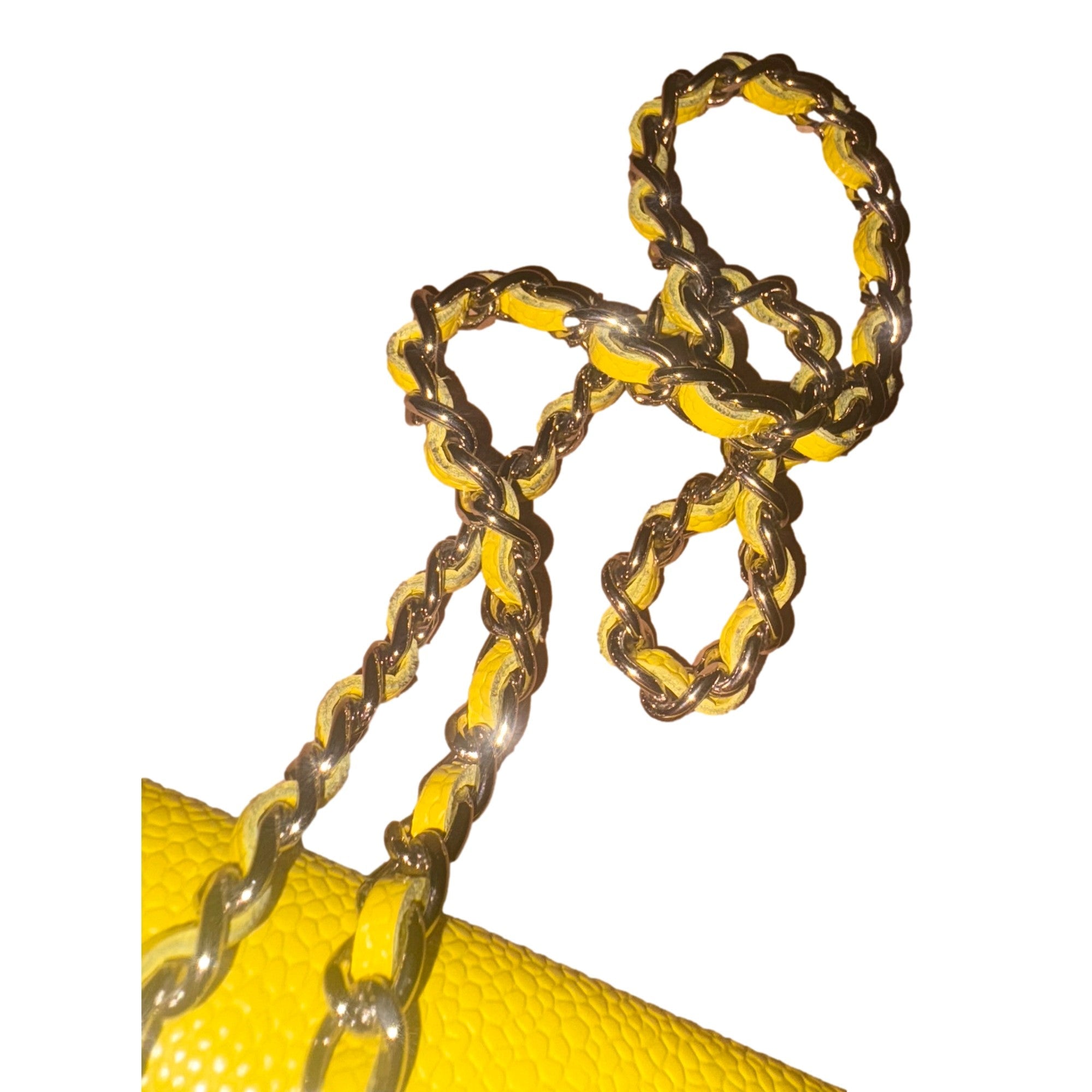 Chanel Timeless Wallet on Chain Caviar Leather Neon Yellow available at Queen Bee of Beverly Hills