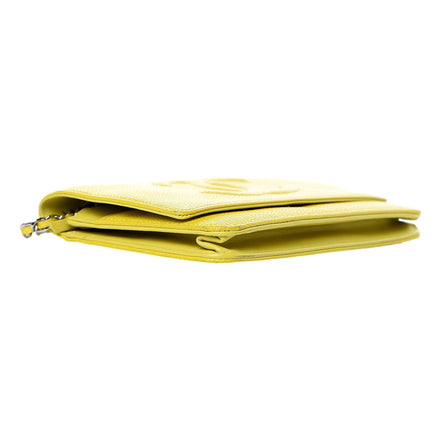 Chanel Timeless Wallet on Chain Caviar Leather Neon Yellow available at Queen Bee of Beverly Hills
