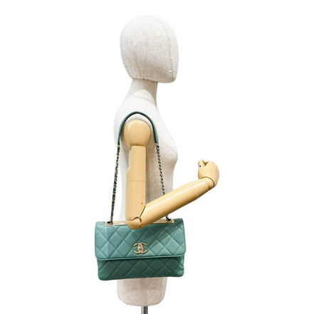 Chanel Trendy CC Flap Matelasse Aquamarine Leather Shoulder Bag sold at Queen Bee of Beverly Hills