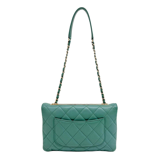 Chanel Trendy CC Flap Matelasse Aquamarine Leather Shoulder Bag sold at Queen Bee of Beverly Hills