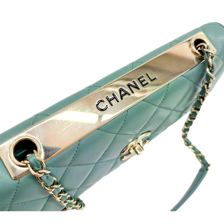 Chanel Trendy CC Flap Matelasse Aquamarine Leather Shoulder Bag sold at Queen Bee of Beverly Hills