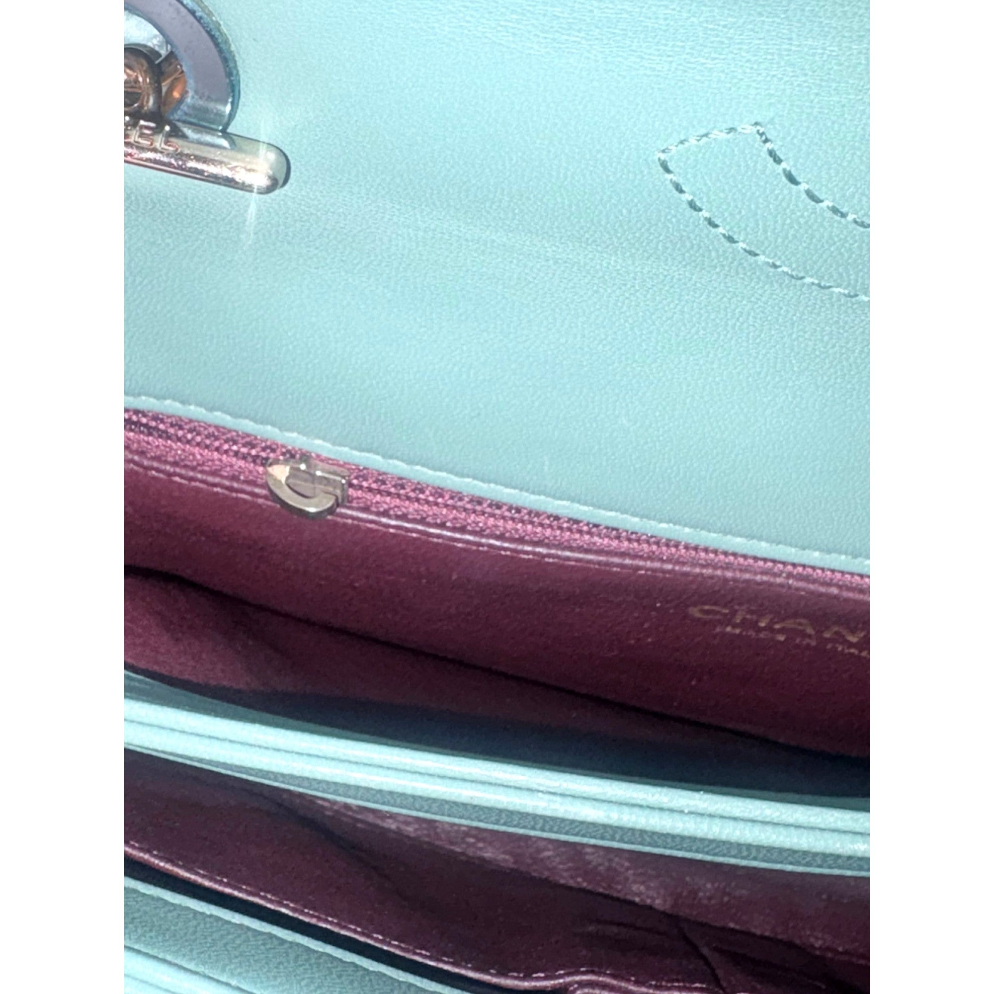 Chanel Trendy CC Flap Matelasse Aquamarine Leather Shoulder Bag sold at Queen Bee of Beverly Hills