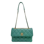 Chanel Trendy CC Flap Matelasse Aquamarine Leather Shoulder Bag sold at Queen Bee of Beverly Hills