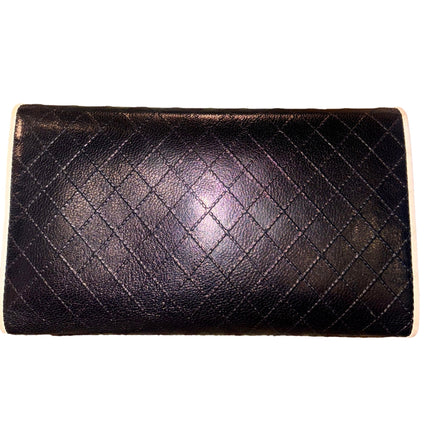 Chanel Vintage Classic Flap Black and White 3 Fold Bicorelle Wallet available at Queen Bee of Beverly Hills