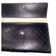 Chanel Vintage Classic Flap Black and White 3 Fold Bicorelle Wallet available at Queen Bee of Beverly Hills