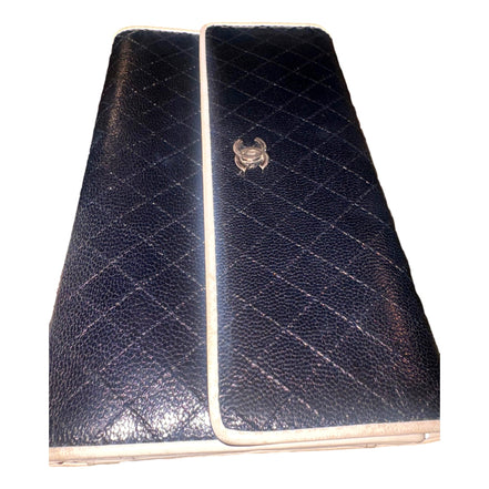 Chanel Vintage Classic Flap Black and White 3 Fold Bicorelle Wallet available at Queen Bee of Beverly Hills