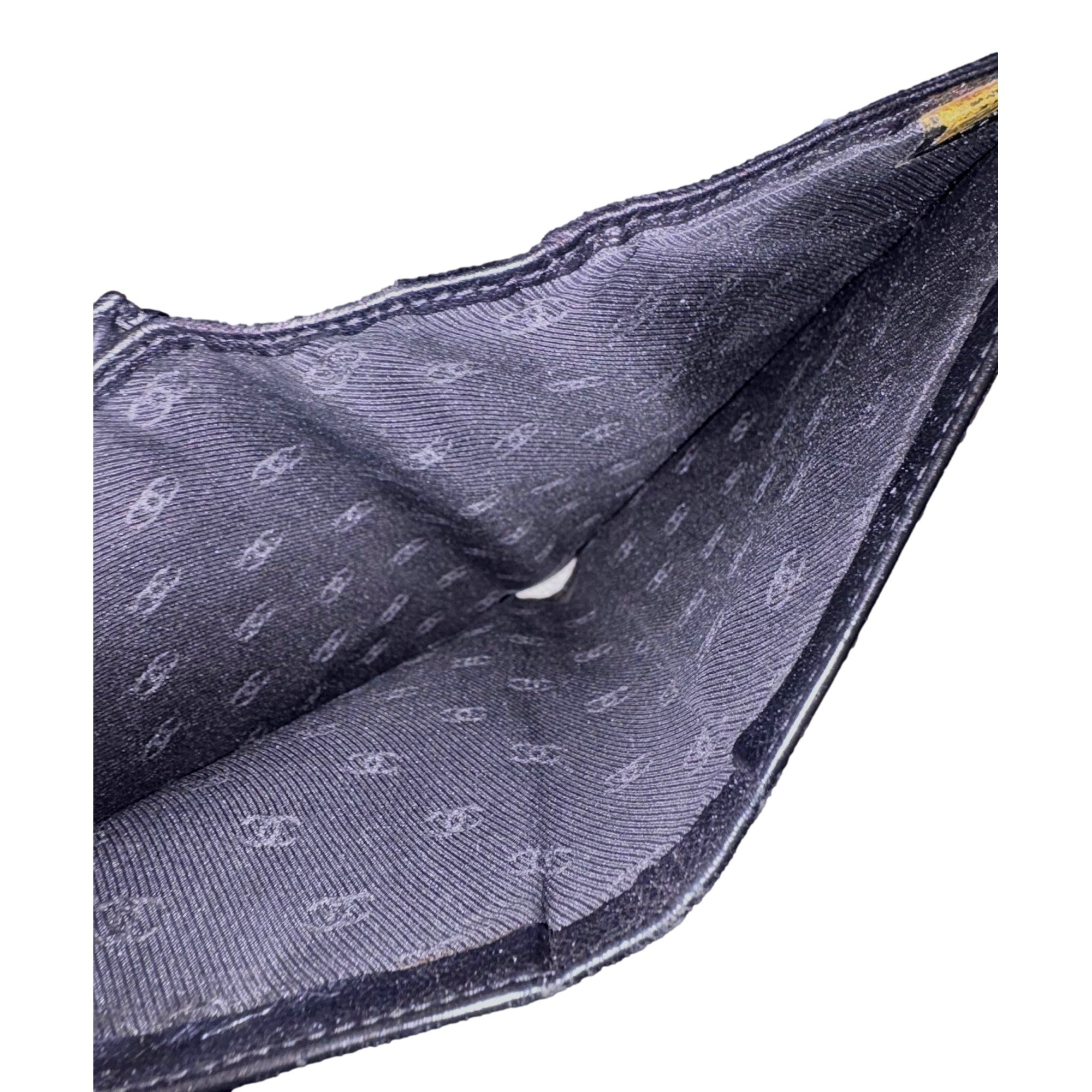 Chanel Vintage Yen Black Leather Long Bifold with Coin Pouch available at Queen Bee of Beverly Hills