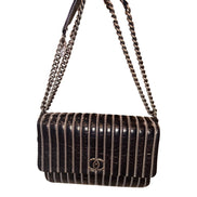 Chanel White Vertical Stitch Black Flap Bag available at Queen Bee of Beverly Hills