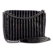 Chanel White Vertical Stitch Black Flap Bag available at Queen Bee of Beverly Hills