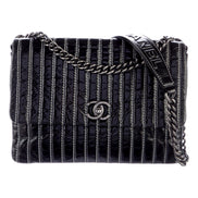 Chanel White Vertical Stitch Black Flap Bag available at Queen Bee of Beverly Hills
