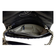 Chanel White Vertical Stitch Black Flap Bag available at Queen Bee of Beverly Hills