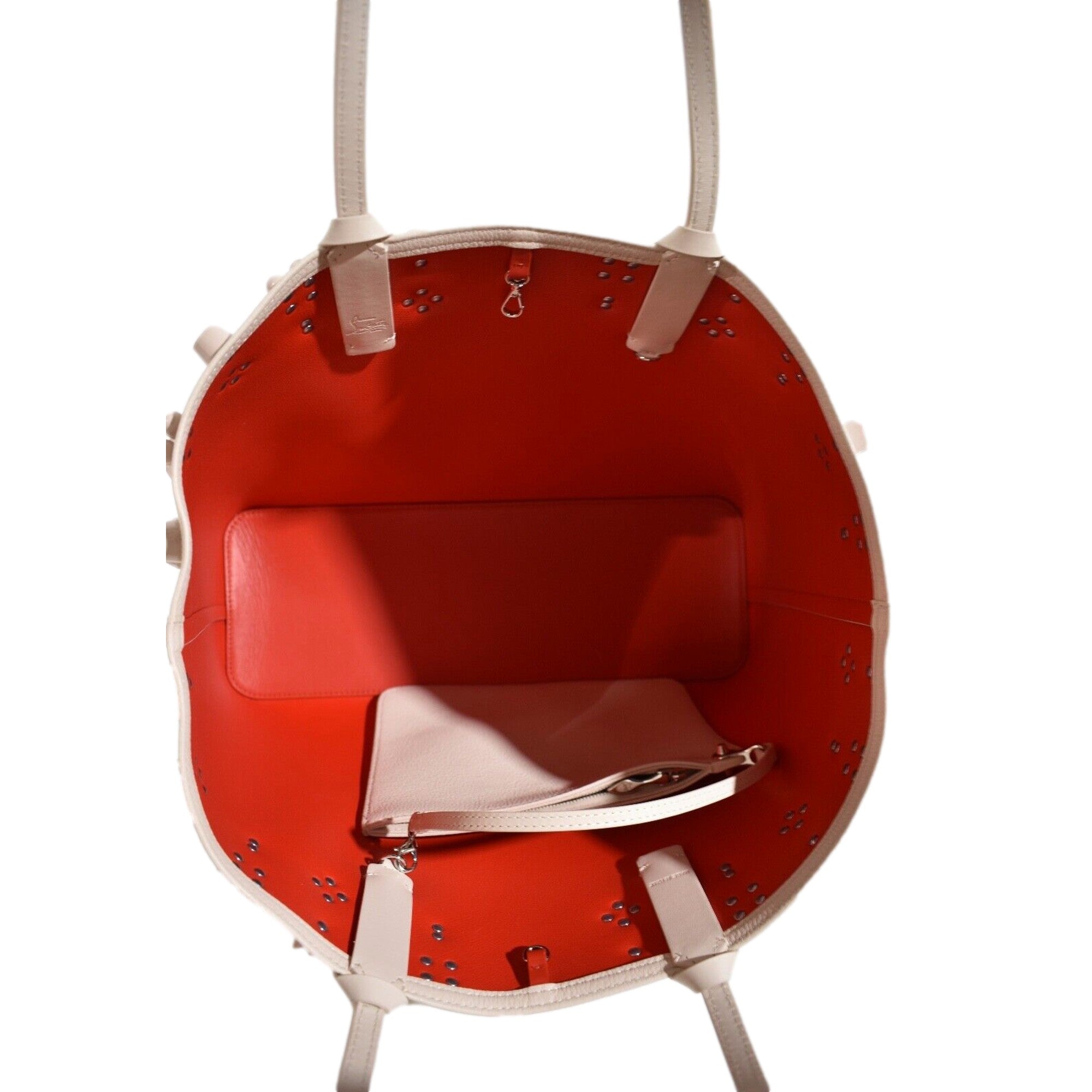 Christian Louboutin Cabata Spike Large Tote Shoulder Bag Leche Ivory available at Queen Bee of Beverly Hills