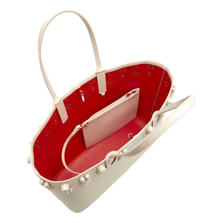 Christian Louboutin Cabata Spike Large Tote Shoulder Bag Leche Ivory available at Queen Bee of Beverly Hills