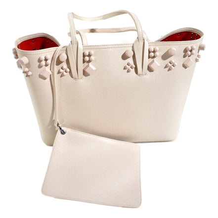 Christian Louboutin Cabata Spike Large Tote Shoulder Bag Leche Ivory available at Queen Bee of Beverly Hills