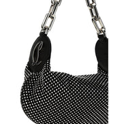 Christian Louboutin Le 54 Chain Black Crystal Studded Leather Shoulder Bag available at Queen Bee of Beverly Hills