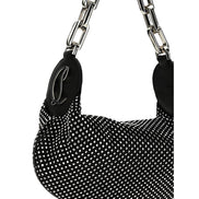 Christian Louboutin Le 54 Chain Black Crystal Studded Leather Shoulder Bag available at Queen Bee of Beverly Hills
