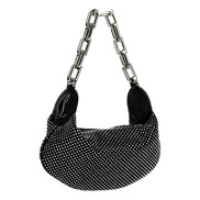 Christian Louboutin Le 54 Chain Black Crystal Studded Leather Shoulder Bag available at Queen Bee of Beverly Hills