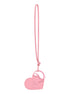 Christian Louboutin Leather Heart Calipso Pink Bag Charm Keychain available at Queen Bee of Beverly Hills